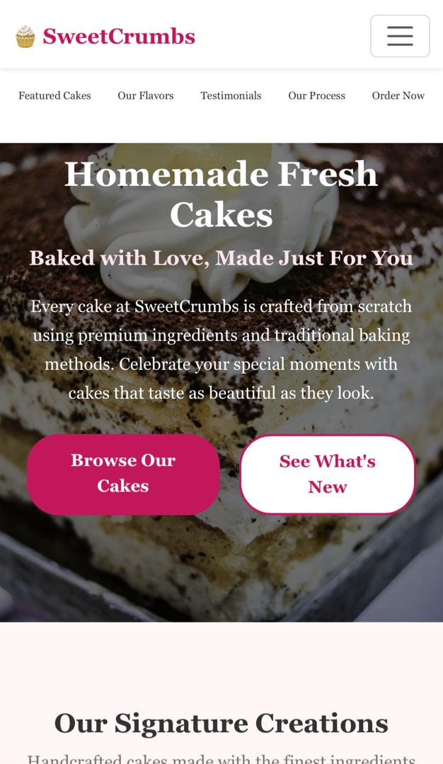 SweetCrumbs Website UI